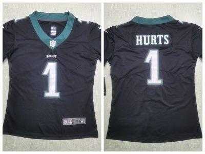 Women's Philadelphia Eagles #1 Jalen Hurts Black Vapor Limited Jersey