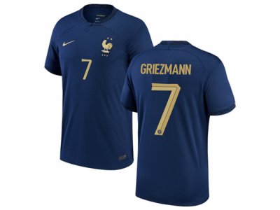 National France #7 Griezmann Home Blue 2022/23 Soccer Jersey