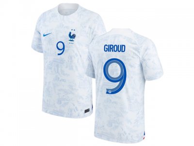 National France #9 Giroud Away White 2022/23 Soccer Jersey