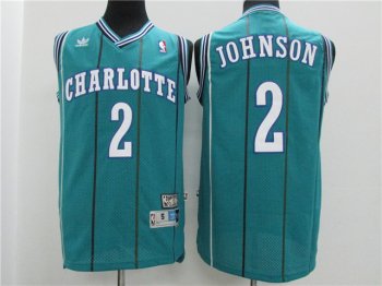 Charlotte Hornets #2 Larry Johnson Teal Hardwood Classic Jersey