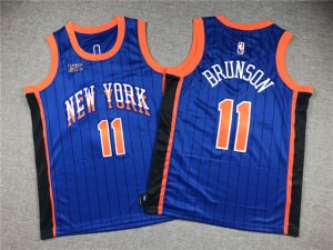 Youth New York Knicks #11 Jalen Brunson 2023-24 Blue City Edition Swingman Jersey