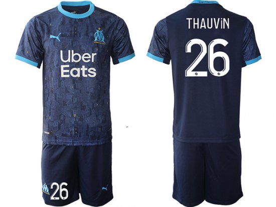 20/21 Club Olympique De Marseille #26 Thauvin Away Navy Soccer Jersey