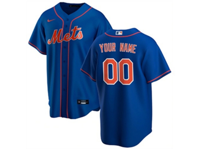 New York Mets #00 Blue Alternate Cool Base Custom Jersey - Click Image to Close