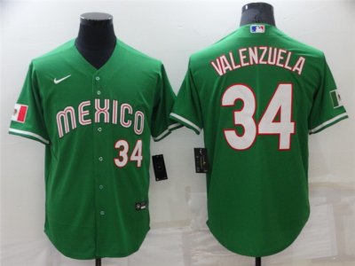 Mexico #34 Fernando Valenzuela Green Cool Base Jersey