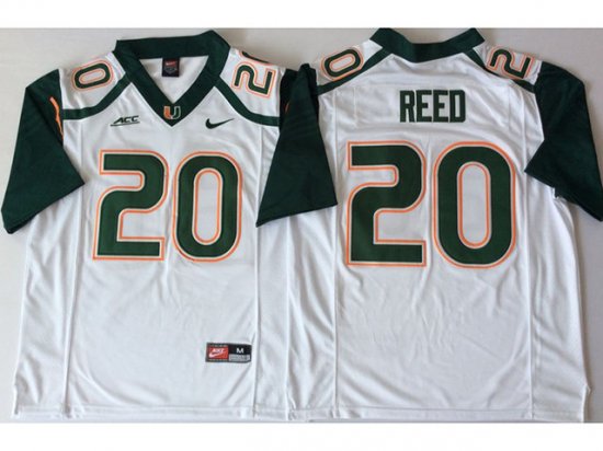 NCAA Miami Hurricanes #20 Ed Reed White College Football Jersey