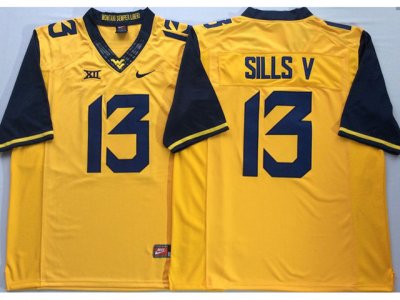 NCAA West Virginia Mountaineers #13 David Sills V Gold College Football Jersey