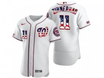 Washington Nationals #11 Ryan Zimmerman White Usa Flag Flex Base Jersey