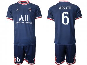 Club Paris Saint Germain #6 Verratti Home Navy 2021/2022 Soccer Jersey