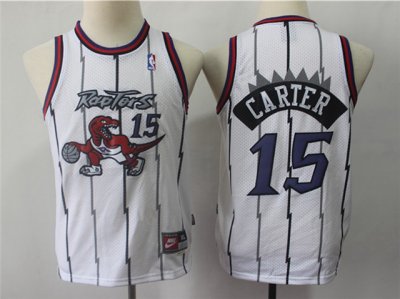 Youth Toronto Raptors #15 Vince Carter Throwback White Jersey