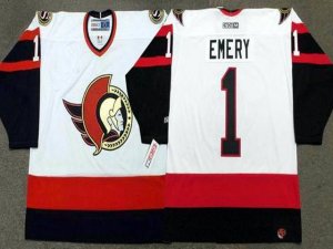 Ottawa Senators #1 Ray Emery CCM Vintage White Jersey