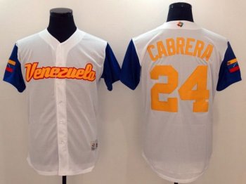 Venezuela #24 Miguel Cabrera White 2017 World MLB Classic Jersey