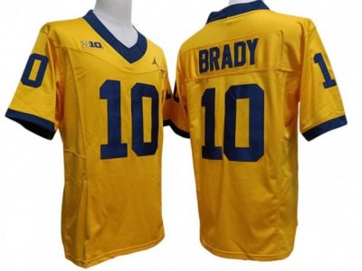 NCAA Michigan Wolverines #10 Tom Brady Yellow F.U.S.E. Vapor Limited Jersey