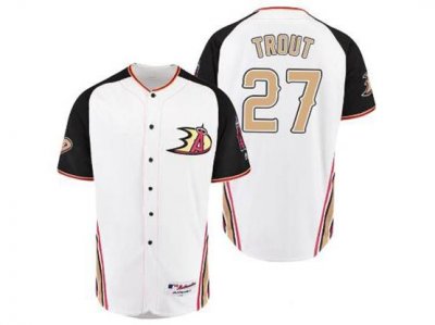 Los Angeles Angels #27 Mike Trout White Throwbacks Cool Base Jersey