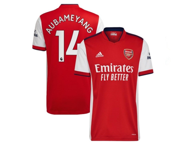 Club Arsenal #14 Aubameyang Home 2021/22 Soccer Jersey - Click Image to Close