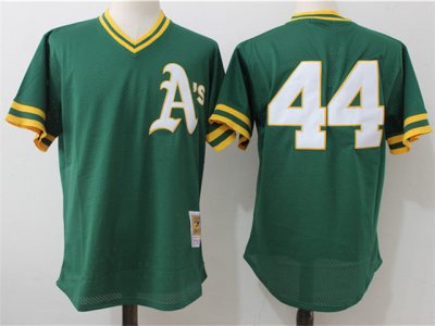 Oakland Athletics #44 Reggie Jackson Throwback Green Cooperstown Mesh Batting Practice Jersey