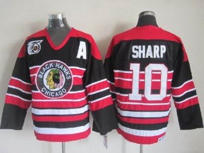 Chicago Blackhawks #10 Patrick Sharp 1940's CCM Vintage Black Jersey