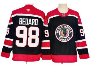 Chicago Blackhawks #98 Connor Bedard Black Reverse Retro Jersey