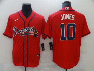 Atlanta Braves #10 Chipper Jones Red Cool Base Jersey