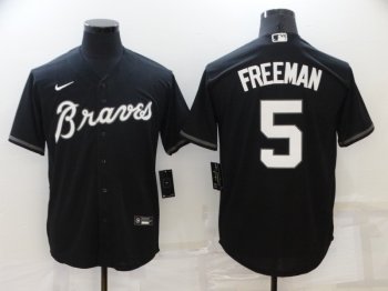 Atlanta Braves #5 Freddie Freeman Black Cool Base Jersey