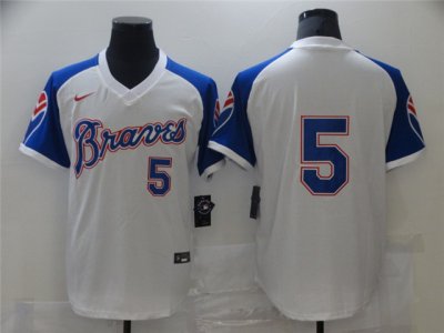 Atlanta Braves #5 Freddie Freeman Vintage White Jersey