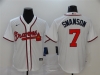 Atlanta Braves #7 Dansby Swanson White Cool Base Jersey
