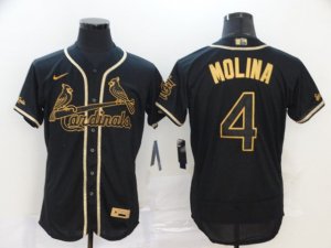 St. Louis Cardinals #4 Yadier Molina Black Gold Flex Base Jersey