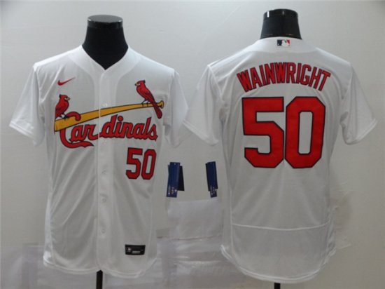 St. Louis Cardinals #50 Adam Wainwright White Flex Base Jersey