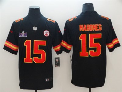 Kansas City Chiefs #15 Patrick Mahomes Black Super Bowl LVIII Limited Jersey