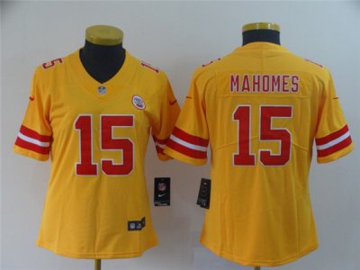 Women's Kansas City Chiefs #15 Patrick Mahomes Gold Inverted Limited Jersey
