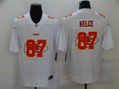 Kansas City Chiefs #87 Travis Kelce White Shadow Logo Limited Jersey