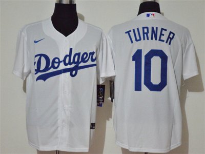 Los Angeles Dodgers #10 Justin Turner White Cool Base Jersey