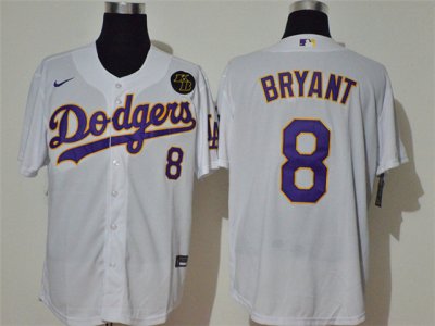 Los Angeles Dodgers #8 Kobe Bryant White/Purple KB Cool Base Jersey