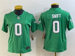 Womens Philadelphia Eagles #0 D'Andre Swift Kelly Green Vapor F.U.S.E. Limited Jersey