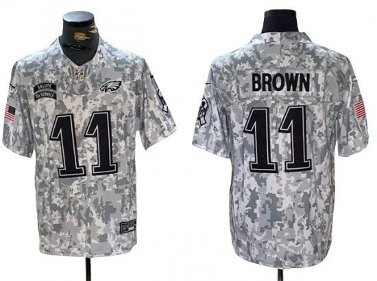 Philadelphia Eagles #11 A.J. Brown Arctic Camo 2024 Salute To Service Limited Jersey