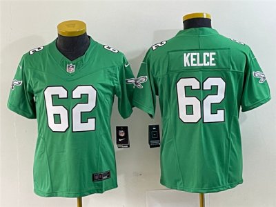 Womens Philadelphia Eagles #62 Jason Kelce Kelly Green Vapor F.U.S.E. Limited Jersey