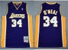 Los Angeles Lakers #34 Shaquille O'Neal 1999-00 Purple Hardwood Classics Jersey