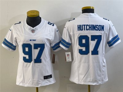 Womens Detroit Lions #97 Aidan Hutchinson 2024 White Vapor F.U.S.E. Limited Jersey