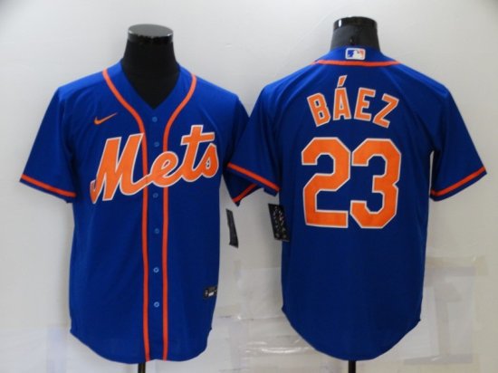 New York Mets #23 Javier Baez Blue Cool Base Jersey