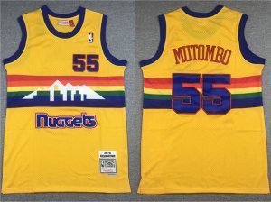 Denver Nuggets #55 Dikembe Mutombo 1991-92 Yellow Hardwood Classics Jersey