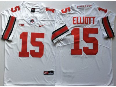 NCAA Ohio State Buckeyes #15 Ezekiel Elliott White College Football Jersey