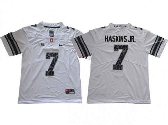 NCAA Ohio State Buckeyes #7 Dwayne Haskins Jr. White Shadow College Football Jersey