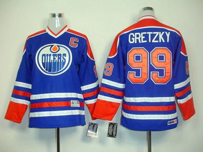 Youth Edmonton Oilers #99 Wayne Gretzky 1987 CCM Vintage Blue Jersey