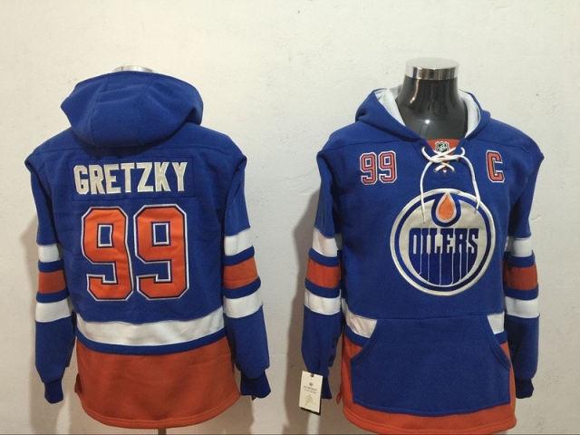 Edmonton Oilers #99 Wayne Gretzky Blue Hoodie - Click Image to Close