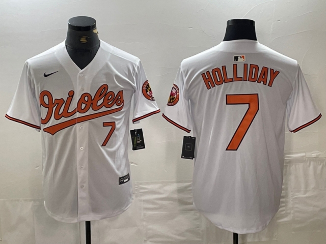 Baltimore Orioles #7 Jackson Holliday White Limited Jersey - Click Image to Close