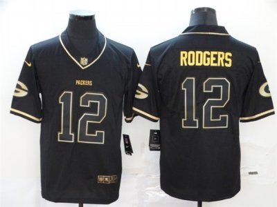 Green Bay Packers #12 Aaron Rodgers 2020 Black Gold Vapor Limited Jersey