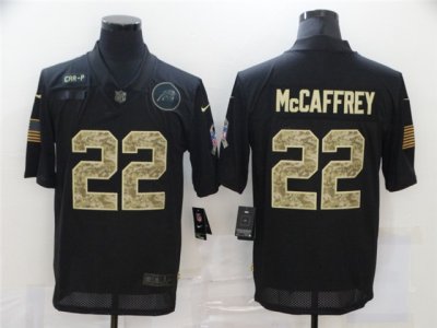 Carolina Panthers #22 Christian McCaffrey 2020 Black Camo Salute To Service Limited Jersey