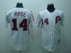 Philadelphia Phillies #14 Pete Rose Throwback White Stripe Jersey