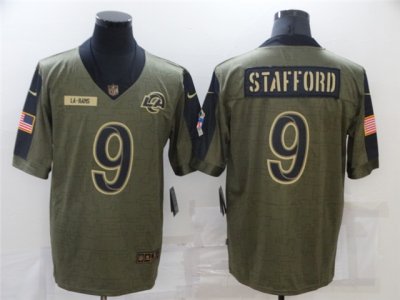 Los Angeles Rams #9 Matthew Stafford 2021 Olive Salute To Service Limited Jersey