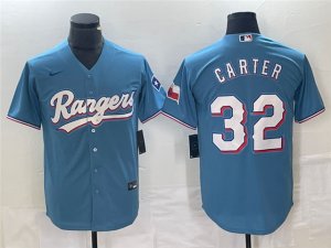 Texas Rangers #32 Evan Carter Light Blue Cool Base Jersey
