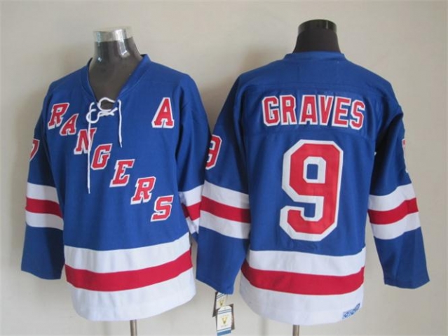 New York Rangers #9 Adam Graves CCM Vintage Blue Jersey - Click Image to Close